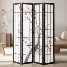 VEVOR Room Divider, 4 Panel Japanese Room Divider Screen, Wood Folding Privacy Screen Indoor, Japanese Partition Portable Decoration Dividers, for Room Separation Home Office Restaurant & Bedroom