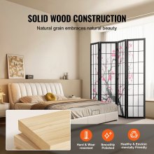 VEVOR Room Divider, 4 Panel Japanese Room Divider Screen, Wood Folding Privacy Screen Indoor, Japanese Partition Portable Decoration Dividers, for Room Separation Home Office Restaurant & Bedroom