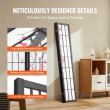 VEVOR Room Divider Japanese Room Screen Divider 4 Panel for Room Separation