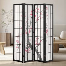 VEVOR Room Divider, 4 Panel Japanese Room Divider Screen, Wood Folding Privacy Screen Indoor, Japanese Partition Portable Decoration Dividers, for Room Separation Home Office Restaurant & Bedroom