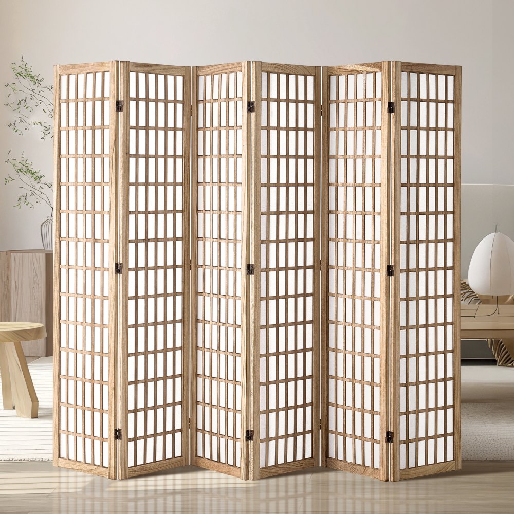 VEVOR Room Divider Japanese Wall Divider 6 Panel Screen for Room Separation