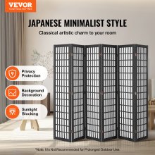 VEVOR Room Divider, 6 Panel Japanese Room Divider, Folding Privacy Screen Indoor, Portable Partition Dividers and Decoration Screens, for Room Separation, Home, Office, Restaurant & Bedroom (Black)
