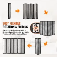 VEVOR Room Divider, 6 Panel Japanese Room Divider, Folding Privacy Screen Indoor, Portable Partition Dividers and Decoration Screens, for Room Separation, Home, Office, Restaurant & Bedroom (Black)