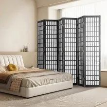 VEVOR Room Divider, 6 Panel Japanese Room Divider, Folding Privacy Screen Indoor, Portable Partition Dividers and Decoration Screens, for Room Separation, Home, Office, Restaurant & Bedroom (Black)