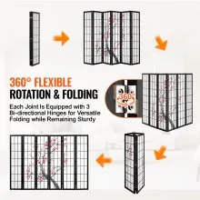 VEVOR Room Divider Japanese Room Screen Divider 6 Panel for Room Separation