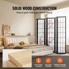 VEVOR Room Divider Japanese Room Screen Divider 6 Panel for Room Separation