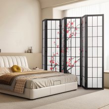 VEVOR Room Divider, 6 Panel Japanese Room Divider Screen, Wood Folding Privacy Screen Indoor, Japanese Partition Portable Decoration Dividers, for Room Separation Home Office Restaurant & Bedroom