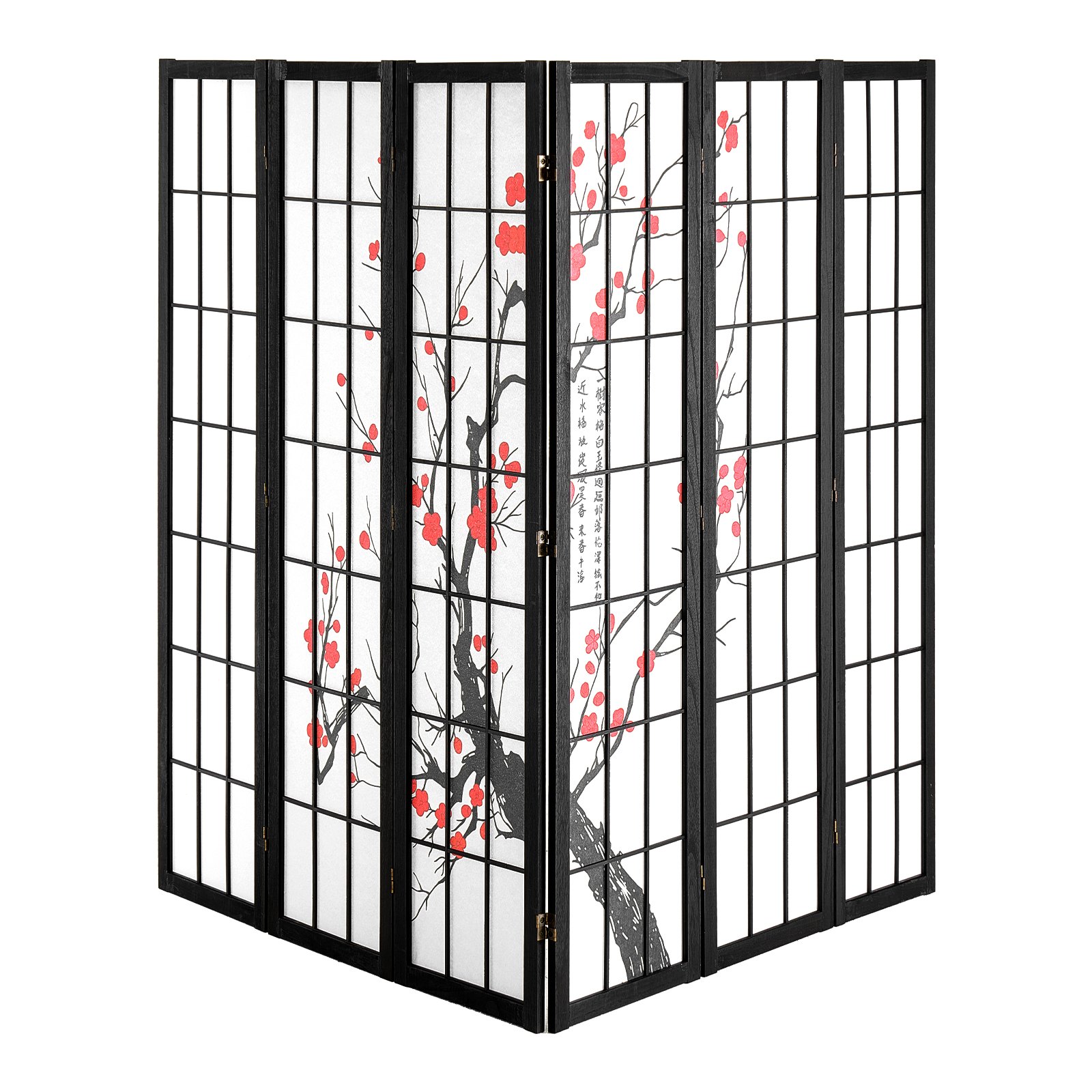 VEVOR Room Divider, 6 Panel Japanese Room Divider Screen, Wood Folding Privacy Screen Indoor, Japanese Partition Portable Decoration Dividers, for Room Separation Home Office Restaurant & Bedroom