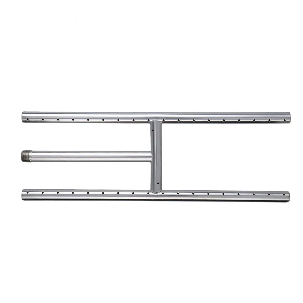 stainless steel square burner for VEVOR fire pit pan with multiple gas outlet holes.