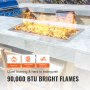 VEVOR 6 x 18 inch Drop-in Fire Pit Pan, Rectangular Stainless Steel Fire Pit Burner, Natural & Propane Gas Fire Pan H-Burner 90,000 BTU for Indoor or Outdoor Use