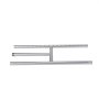 stainless steel VEVOR fire pit pan with dual burner tubes and connection point.