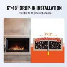 VEVOR 6 x 18 inch Drop-in Fire Pit Pan, Rectangular Stainless Steel Fire Pit Burner, Natural & Propane Gas Fire Pan H-Burner 90,000 BTU for Indoor or Outdoor Use