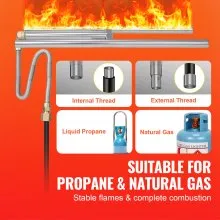 VEVOR 6 x 18 inch Drop-in Fire Pit Pan, Rectangular Stainless Steel Fire Pit Burner, Natural & Propane Gas Fire Pan H-Burner 90,000 BTU for Indoor or Outdoor Use