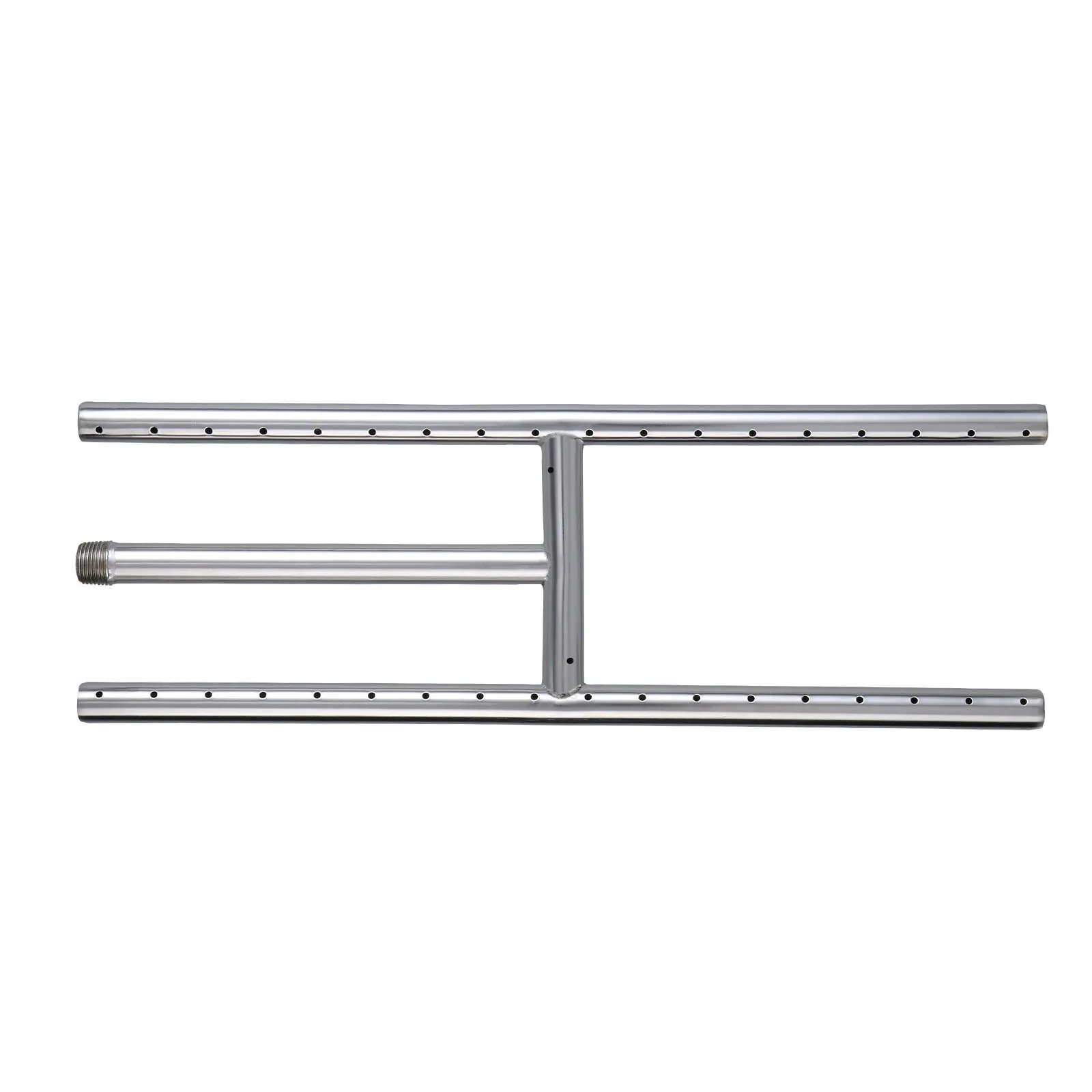 stainless steel square burner for VEVOR fire pit pan with multiple gas outlet holes.