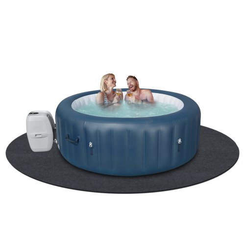 VEVOR 80 Inch Diameter Round Hot Tub Mat, Extra Large Inflatable Hot Tub Pad, Waterproof Slip-Proof Backing, Absorbent Spa Pool Ground Base Flooring Protector Mat Reusable Outdoor & Indoor