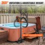 VEVOR Hot Tub Handrail, 360 Rotatable Spa Side Handrail with 35"-57" Adjustable Height, Rust-proof Aluminum Spa Step Hot Tub Hand Rail with Slide-Under Mount Base for Indoor & Outdoor, 600LBS Capacity