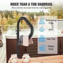VEVOR Hot Tub Handrail, 360 Rotatable Spa Side Handrail with 48"-63" Adjustable Height, Rust-proof Aluminum Spa Step Hot Tub Hand Rail with Slide-Under Mount Base for Indoor & Outdoor, 600LBS Capacity