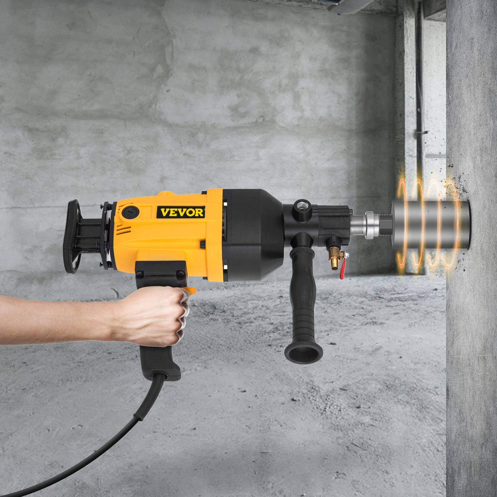 VEVOR Diamond Core Drilling Machine 6 Inch 160 mm Handheld Diamond Core Drill Rig Variable Speed Wet Dry Core Drill Rig for Diamond Concrete Drilling Boring