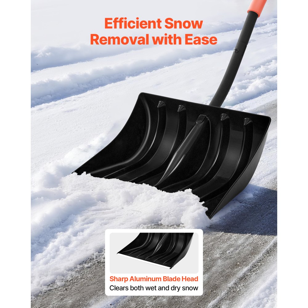 VEVOR Snow Shovel for Driveway, 17 in Wide Plastic Snow Shovel with D-shaped Handles & Aluminum Blade, Large Capacity Snowplow Shovels, Lightweight Snows Removal Tool for Garden Car Camping