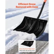 VEVOR Snow Shovel for Driveway, 42cm Wide Snow Shovel with D-shaped Handles & Aluminum Blade, Large Capacity Snowplow Shovels, Lightweight Snows Removal Tool for Garden Car Camping Outdoors
