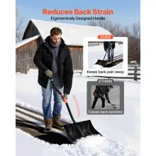VEVOR Snow Shovel for Driveway, 42cm Wide Snow Shovel with D-shaped Handles & Aluminum Blade, Large Capacity Snowplow Shovels, Lightweight Snows Removal Tool for Garden Car Camping Outdoors