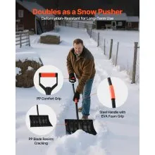 VEVOR Snow Shovel for Driveway, 42cm Wide Snow Shovel with D-shaped Handles & Aluminum Blade, Large Capacity Snowplow Shovels, Lightweight Snows Removal Tool for Garden Car Camping Outdoors