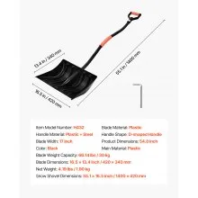 VEVOR Snow Shovel for Driveway, 42cm Wide Snow Shovel with D-shaped Handles & Aluminum Blade, Large Capacity Snowplow Shovels, Lightweight Snows Removal Tool for Garden Car Camping Outdoors