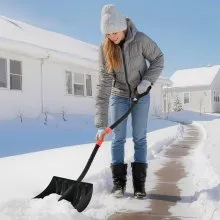 VEVOR Snow Shovel for Driveway, 42cm Wide Snow Shovel with D-shaped Handles & Aluminum Blade, Large Capacity Snowplow Shovels, Lightweight Snows Removal Tool for Garden Car Camping Outdoors