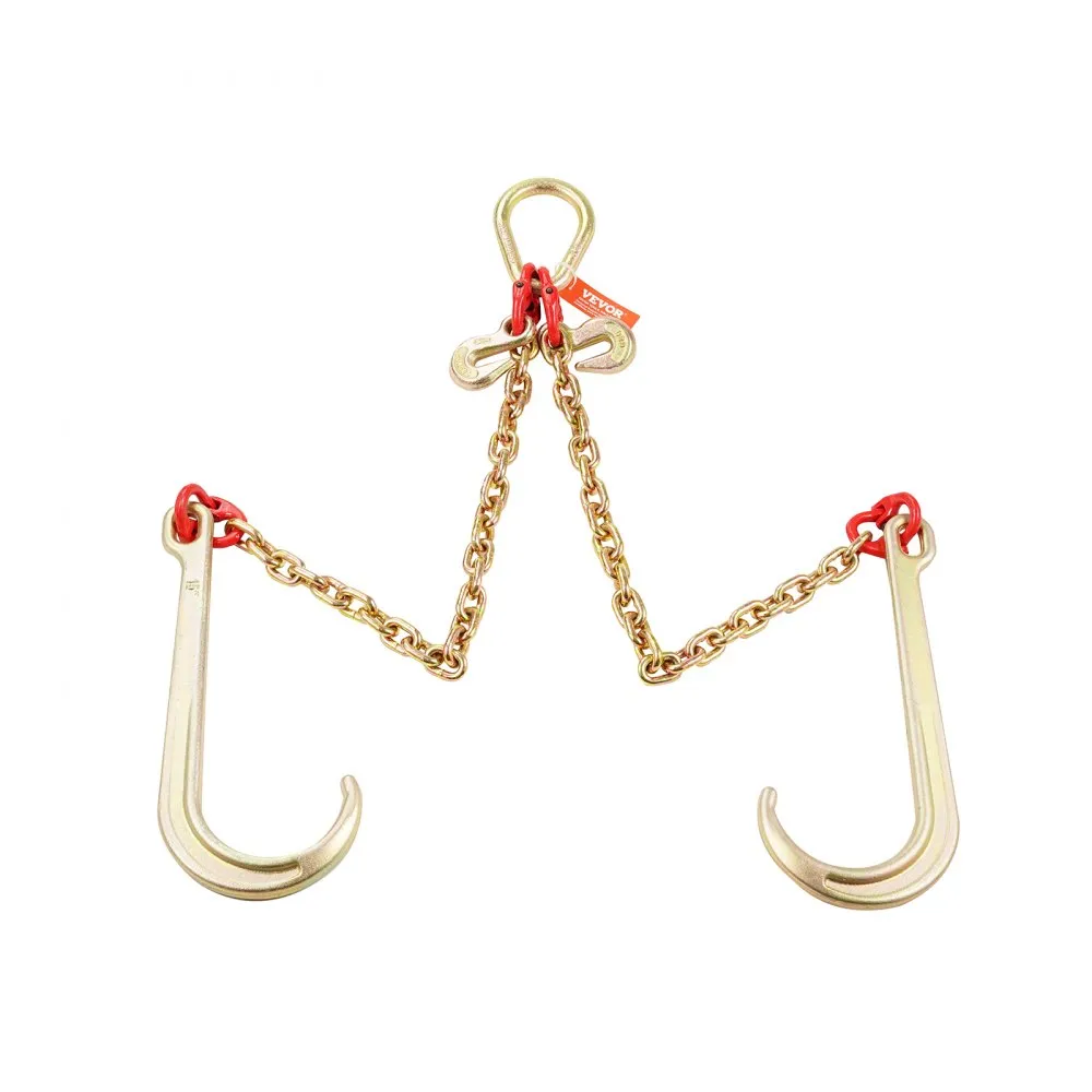 VEVOR 5/16" x 2' G80 Tow Chain J Hook V-Chain Bridle Grab Hook Wrecker 10800 lbs