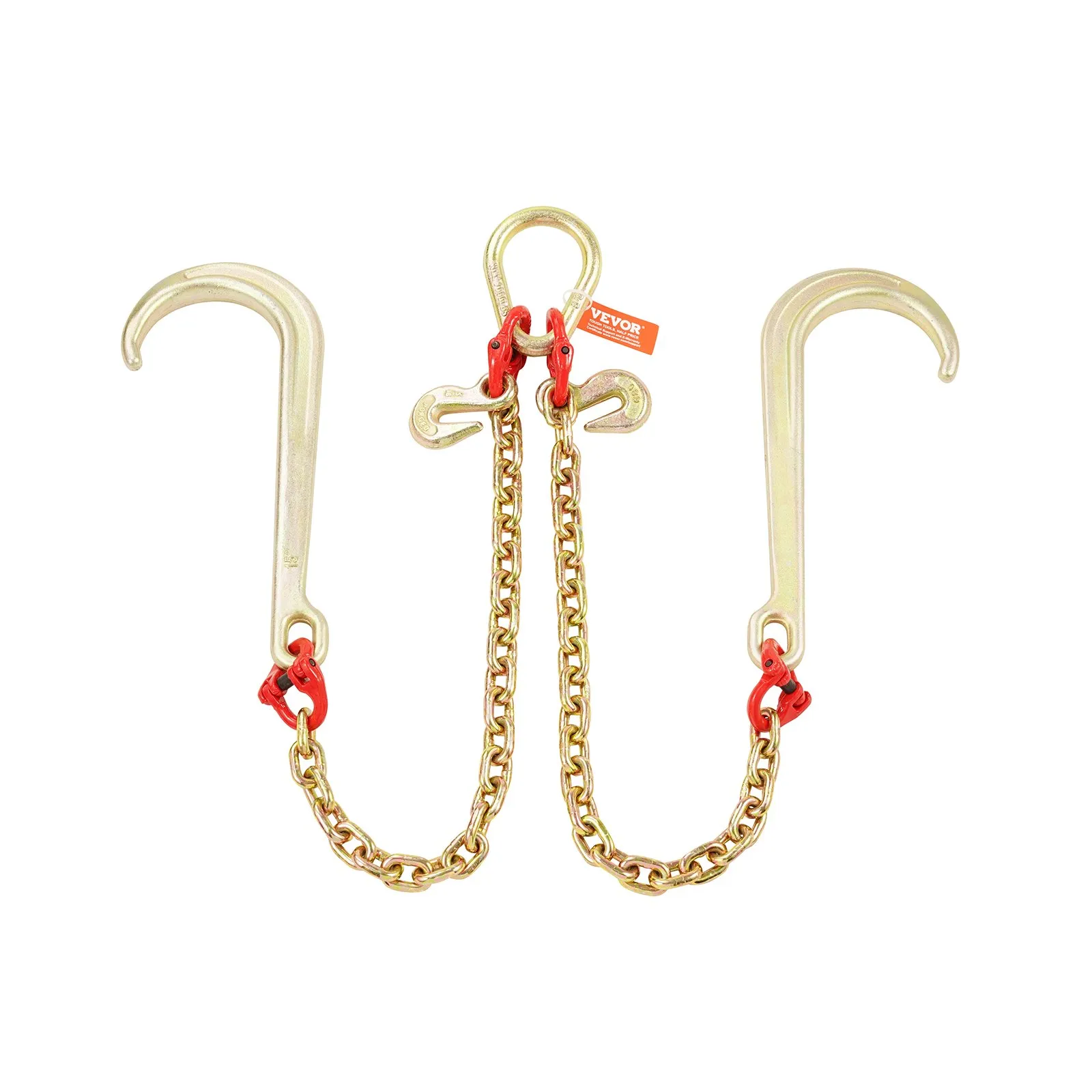 VEVOR 5/16" x 2' G80 Tow Chain J Hook V-Chain Bridle Grab Hook Wrecker 10800 lbs