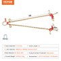 VEVOR G80 V Bridle Chain, 5/16" x 3' Towing Chain Bridle with R Hooks, T Hooks, J Hooks and Grab Hooks, Transport Tow Chain Bridle with 10800 lbs Safe Working Load for Flatbed Truck Wrecker Recovery