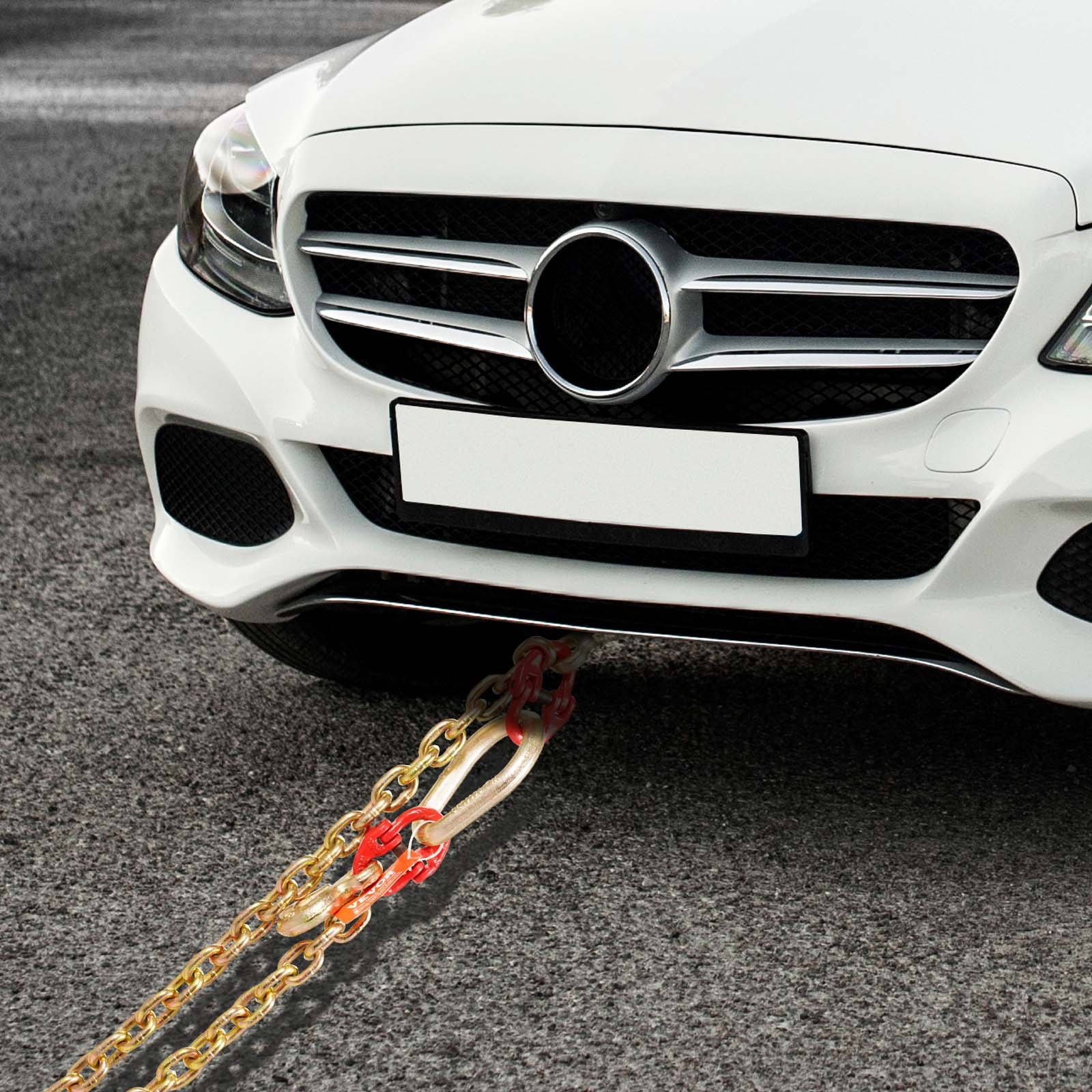 VEVOR G80 V Bridle Chain, 5/16" x 3' Towing Chain Bridle with R Hooks, T Hooks, J Hooks and Grab Hooks, Transport Tow Chain Bridle with 10800 lbs Safe Working Load for Flatbed Truck Wrecker Recovery