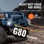VEVOR J -koukkuketju, 2 kpl 5/16" x 6' G80 15" pitkävartinen J-koukkuketju RTJ-klusterikoukulla ja tartuntakoukulla, 5400 paunan työkuorma, raskaan liikenteen kuorma-autoketju hinausautojen perävaunujen hinaukseen