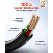 100 FT 30A RV Extension Cord STW 10AWG/3 Wire NEMA TT-30P NEMA TT-30R ETL Listed