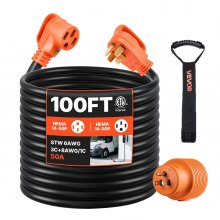 100 FT 50A RV Extension Cord STW 6/3 +8/1 Gauge Wire NEMA 14-50P NEMA 14-50R ETL