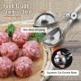 VEVOR Meatball Maker Tongs, 2 PCS per Pack, 1.5" & 2.2" Meat Baller Scoops, Stainless Steel Cake Pop Scoop Ball Maker with Red & Blue Rubber Handles, Meatball Tongs for Meat Fruits Cake Ice Cream