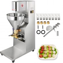 VEVOR Commercial Meatball Forming Machine, 280 PCs/min Meatball Maker Machine, 1100W Electric Fish Beef Pork Ball Making Tool with 18/20/22/26/30 mm Models, Stainless Steel