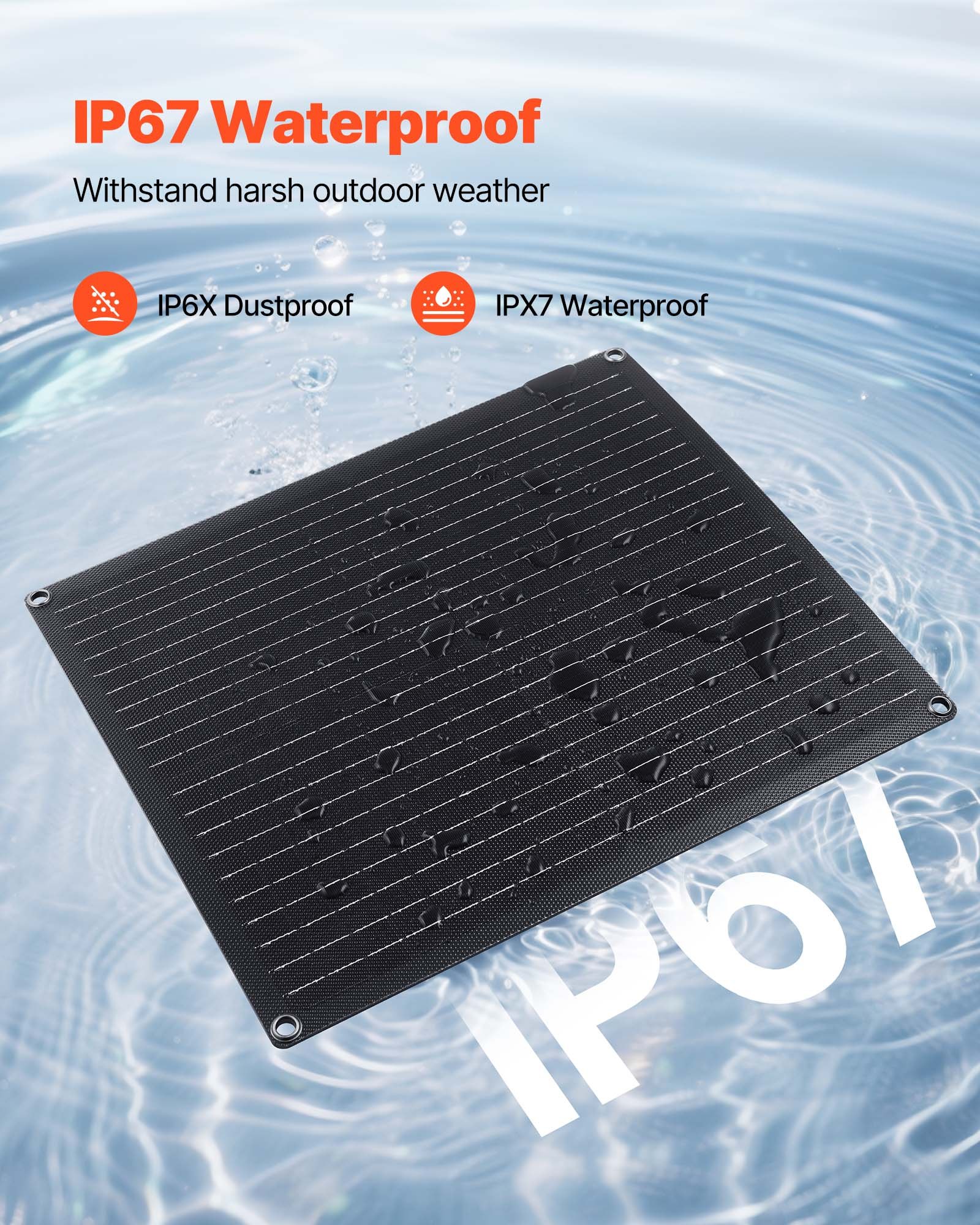 VEVOR 30W 12V Solar Panel Battery Charger, Solar Battery Trickle Charger Maintainer with Built-in Smart Controller & 3 Connection Cables, IP67 Waterproof Portable for RV Car Motorcycle Boat Van Camper