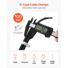 R-Type Cable Clip 0.51 in Wire Clamp 100 Pack Screws for Cable Management