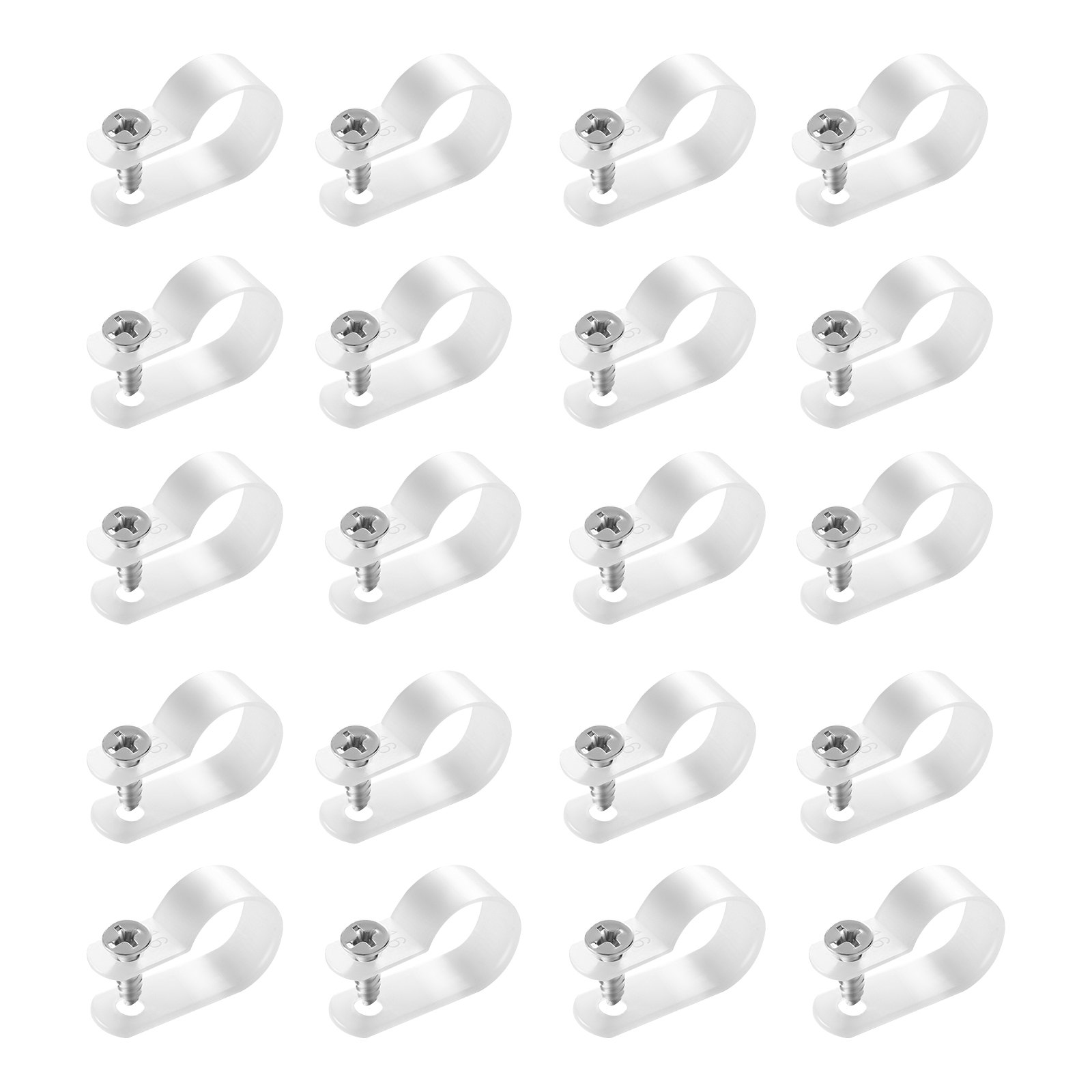 VEVOR R-Type Cable Clip, 0.51 in Wire Clamp, 100 Pack Nylon Screw Mounting Cord Fastener Clips with Screws, Electrical Grip Clip Wires Clamp, for Cable Management, Wire Organizer & Cord Holder(White)