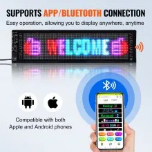 VEVOR Programmable LED Sign, P5 Full Color LED Scrolling Panel, DIY Custom Text Animation Pattern Display Board, Bluetooth APP Control Message Shop Sign for Store Business Car Bar Advertising, 15"x4"