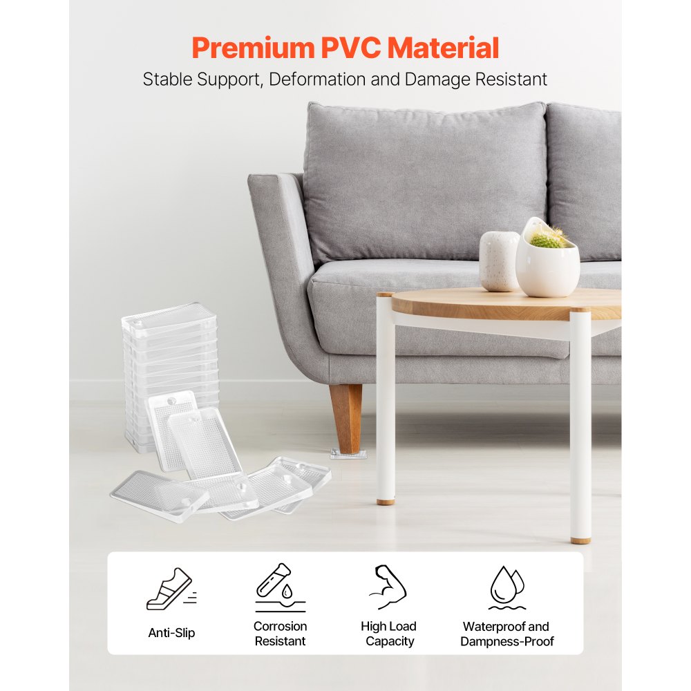 VEVOR - Calzas niveladoras para muebles, 30 unidades, 50 x 30 x 5 mm, almohadillas de plástico transparente antideslizantes, fáciles de cortar, ideales para sofás, refrigeradores y patas de mesa para evitar que se tambaleen.