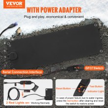 VEVOR Snow Melting Mat, 10'' x 30'' Non-Slip Heated Outdoor Mats, Rubber Snow and Ice Heated Pad with Power Cord, for Winter Outdoor Stairs, Sidewalks, Doorways, Walkways, 2 in/h Snow Melting Speed