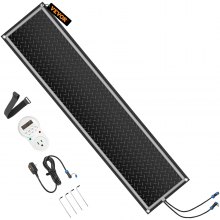 VEVOR Snow Melting Mat, 10 x 48 inch, 3 in/h Melting Speed, Heated Outdoor Mats for Winter Stairs, No-Slip Rubber w/Plug, Power Cord, Outlet Timer, Reflective Strip, Velcro, Ground Stake