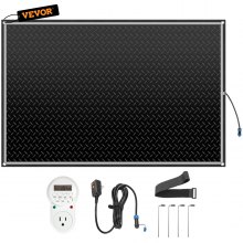 VEVOR Snow Melting Mat, 40 x 60 inch 3 in/h Speed, Heated Outdoor Mats for Winter Entrances, Non-Slip Rubber Mats w/Plug, Power Cord, Outlet Timer, Reflective Strip, Velcro, Ground Stake