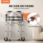 VEVOR folding walker with one-click easy folding feature, portable and space-saving design.