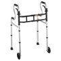 VEVOR folding walker with wheels, adjustable height, and ergonomic handles for support and mobility.