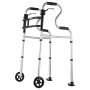 VEVOR folding walker with dual-wheeled front wheels, adjustable height, and ergonomic hand grips.