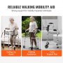 VEVOR Folding Walker on Wheels, 3-in-1 Stand-Assist Folding Walkers with Adjustable Height and Width, Lightweight Aluminum | Front Wheeled Mobility Aid for Elderly Handicapped Disabled, Up to 350LBS