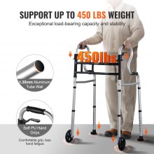 VEVOR Folding Walker Stand-Assist Folding Walkers with Adjustable Height & Width
